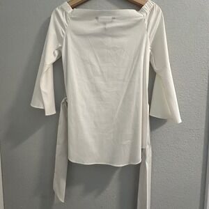 White House Black Market White Off The Shoulder Bell Sleeve Poplin Top XS New
